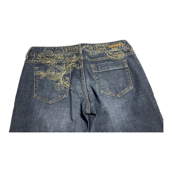 Express Y2K X2 Quality Denim Jeans Sz 8 Zelda Skinny Low Rise w/ Gold Embroidery - Picture 6 of 11
